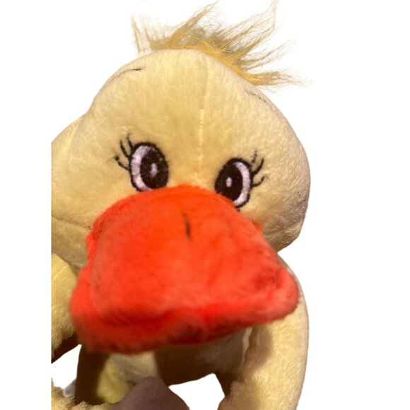 Vintage Plush Yellow Duck With Orange Beak & Feet Hugging hook and loop - Picture 3 of 7